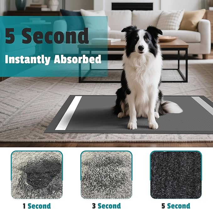 Bulubaky Charcoal Super Absorbency Puppy Pads, Activated Carbon Odor-Control XXXL 36"x36" Leak-Proof Pet Training Pee Pads, Disposable Potty Pads for Dogs Cats, Rabbits