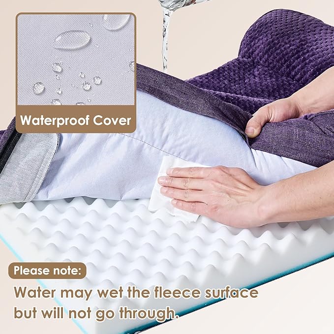 EHEYCIGA Memory Foam Dog Bed Large Sized Dogs, Waterproof Dog Bed Orthopedic with Washable Removable Cover, Non-Slip Pet Bed Couch, 36x27x6 Inches, Purple