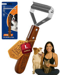Dog Brush for Shedding 20 Blade Dematting Tool Pet Brush, Undercoat Rake for Large Medium Small Dogs and Cats, Shedding Dog Comb for Grooming, Premium Wood Handle, Efficiently Detangle and Groom Coats