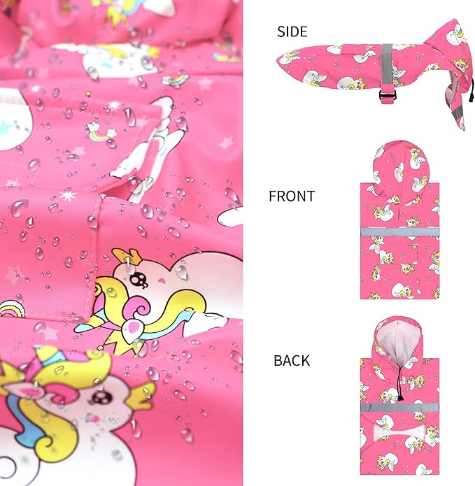 NACOCO Large Dog Raincoat Adjustable - Pet Water Proof Clothes Lightweight Rain Jacket Poncho Hoodies with Strip Reflective Pink (M, Pink Unic)