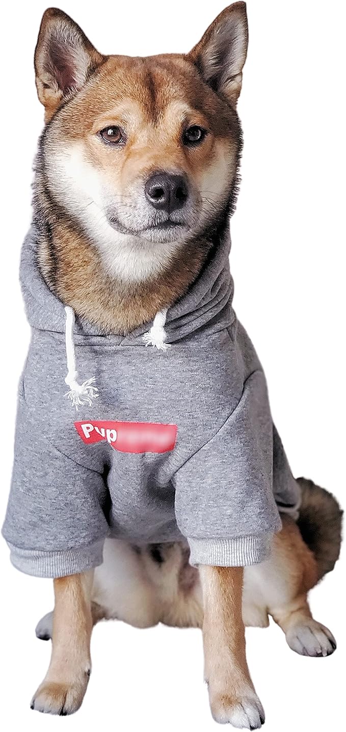 ChoChoCho Pup Dog Hoodie & Sweater - Stylish Streetwear Cat & Puppy Cotton Sweatshirts in Gray - S, M, L