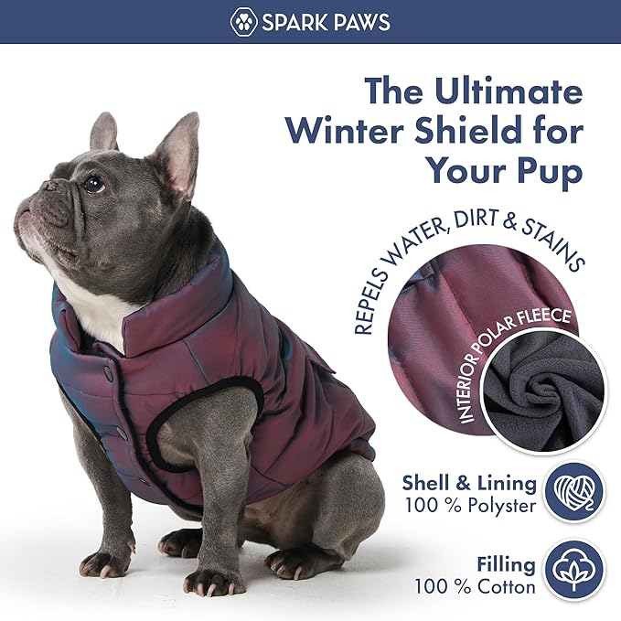 Spark Paws Dog Winter Jacket, Water-Resistant Coat, Warm Reflective Windproof Fleece-Interior, for Medium and Large Dogs - Cosmic - XL