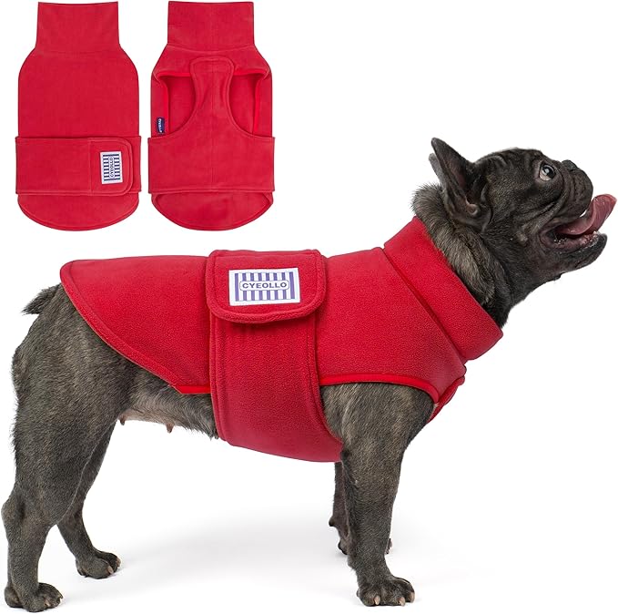 cyeollo Small Dog Sweater, Soft Fleece Sweaters Turtleneck Doggy Sweatshirt Warm Fall Winter Vest Stretchy Pet Clothes for Puppy Soft Doggie Coat Girl & Boy, Red S