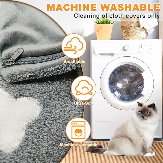 Bestio Extra Large Dog Heating Pad 47×30in Waterproof Heating Dog Bed Smart Constant Temperature Switch and Always On Function, Metal Protection Tube Puppy Bed - Gray
