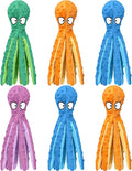 Vinsot 6 Pack Dog Squeaky Toys Octopus No Stuffing Crinkle Plush Dog Toys Durable Interactive Cute Chew for Puppy (Colorful)