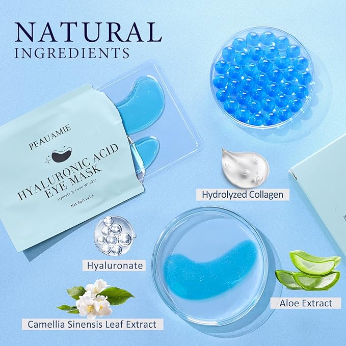 Under Eye Patchs Hyaluronic Acid Eye Mask for Dark Circles and Puffiness Wrinkle Eye Bags 30 Pairs