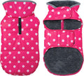 Dog Winter Coat, Waterproof Dog Jacket with Leash Hole, Reflective Adjustable Pet Snow Vest, Warm Fleece Sweater for Small Medium Large Dogs - Pink Polka Dot, M