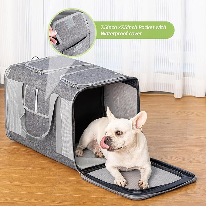 Large Cat Carrier for 2 Cats, 21.7X 13.8X 13.8in Pet Carrier for Cat and Dog Up to 38lbs, All-Sided Mesh Cat Carriers with Great Ventilation, Portable Soft Sided Pet Carriers for Traveling