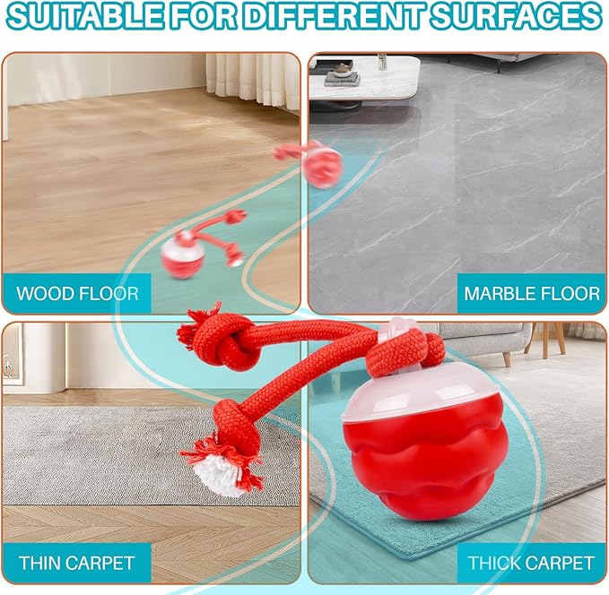 Interactive Dog Toys Multiple Modes Moving Dog Ball with Touch Activated queaky Dog Toy for Small/Medium Puppy Toys for Daily Training (Red)