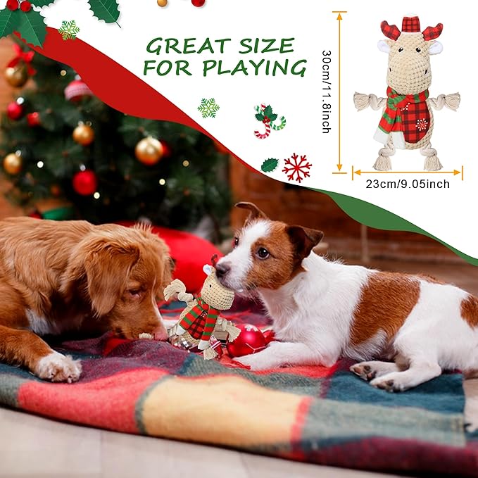 Christmas Dog Toy, Large Dog Toy, Tug of War Toys Dog Chew Toy, Squeaky Dog Toys, Durable Dog Toys for Small/Medium/Large Doys