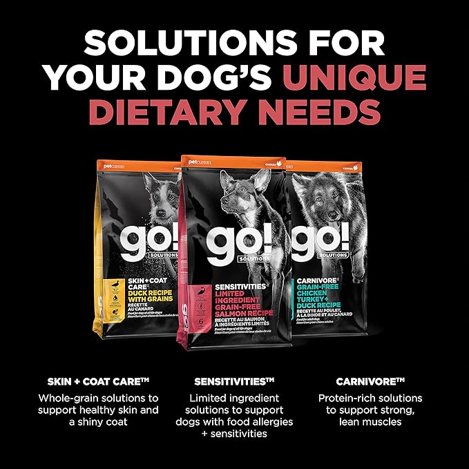 Go! Solutions Sensitivities Limited Ingredients, Grain-Free Dry Dog Food, Salmon Recipe for Sensitive Stomach, 3.5 lb Bag