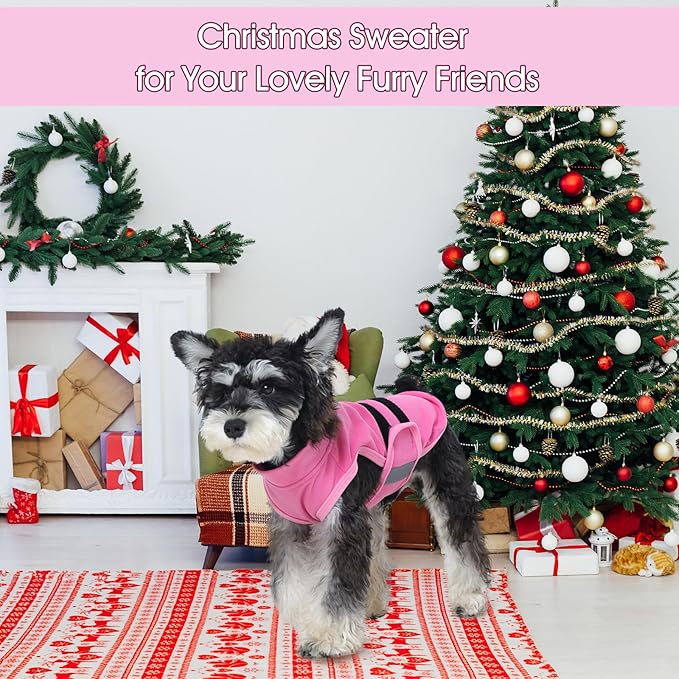IDOMIK Warm Fleece Dog Sweater for Large Dogs,Soft Winter Dog Fleece Jacket Coat for Fall Cold Weather,Adjustable Fleeced Vest with Reflective Strips,Pullover Pet Sweatshirt for Girl Boy Dogs,Rose,2XL