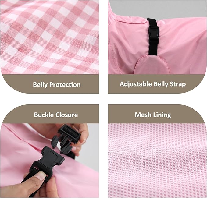 MAMORE Dog Raincoat Waterproof, Lightweight Adjustable Dog Rain Coat Hooded Poncho with Reflective Strip for Large Medium Small Dogs (Pink, Small)