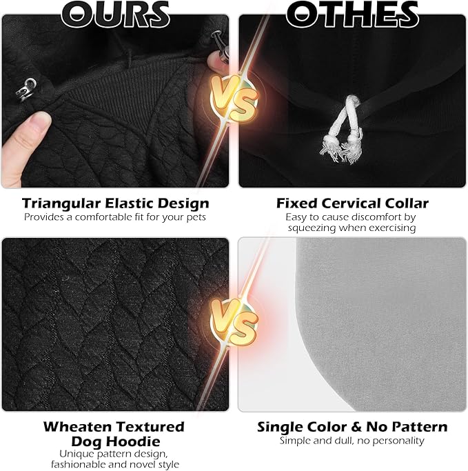 EXPAWLORER Textured Cable Knit Basic Dog Hoodie, Elevated Style Dog Sweater with Leash Hole and Pocket, Soft and Warm Pet Winter Coat, Cold Weather Clothes for Small Medium Large Dogs Cats,Black S