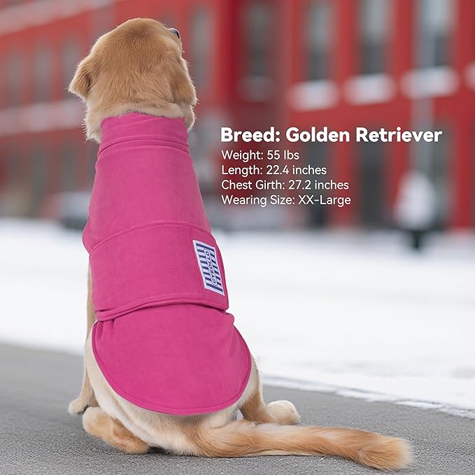 cyeollo XL Dog Sweater, Fleece Dog Sweaters Soft Stretchy Doggie Vest Turtleneck Doggy Sweatshirt Warm Fall & Winter Clothes for Medium to Large Dogs Girl, Pink XL