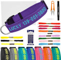 DIY Personalized Embroidered Dog Collar - Custom Hand-Stitched Name & Number, Reflective Adjustable Pet Collar for Small/Medium/Large Dogs & Cats, Durable Nylon with Steel D-Ring (Purple, Small)