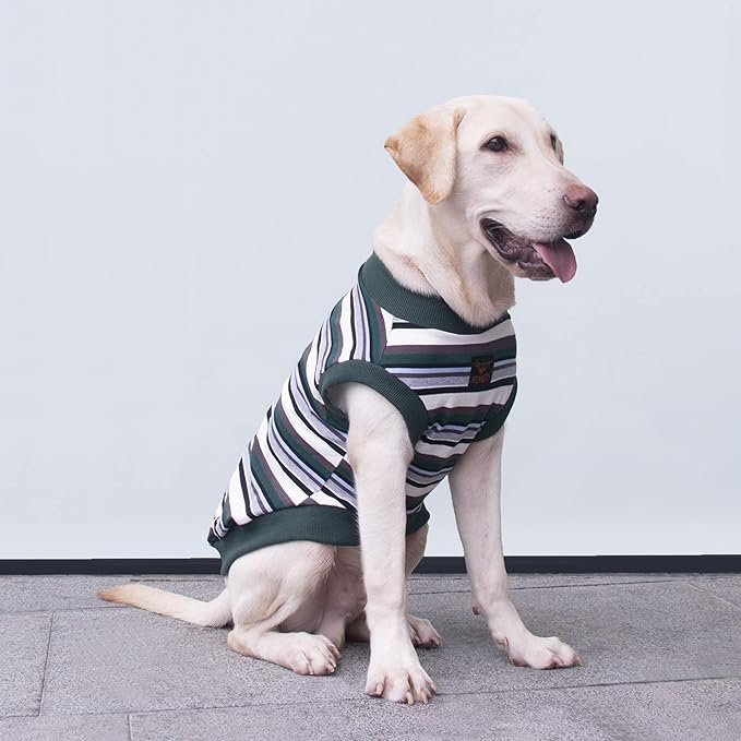 Extra Large Dog T Shirts Clothes Sleeveless Tank Top Vest for Labrador Rottweiler Great Dane, Green, 8X-Large