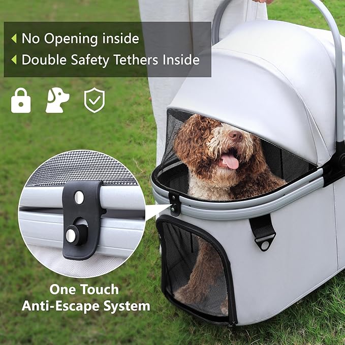 Extra Large Pet Stroller, Jumbo Dog Stroller Fits 3 Small Pets up to 50lbs, Heavy-Duty Stable Strollers with Shock Absorbing Wheels & Locking Brakes, for Walking, Jogging, Vet Visits