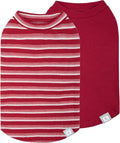 KYEESE 2Pack Waffle Dog Christmas Shirts for Small Dogs Stretchy Dog T-Shirts Lightweight Pet Tank Top Sleeveless Striped Pet Shirt Vest Breathable Cat Shirt, Small, Red+Striped