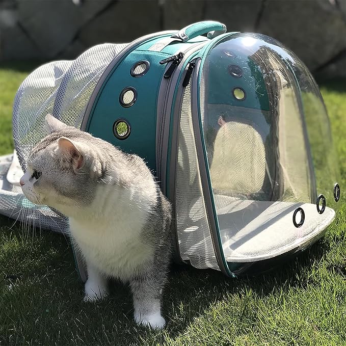 halinfer Dual Expandable Cat Backpack Carrier, Fit up to 20 lbs, Expandable Pet Carrier Backpack for Large Fat Cat and Small Puppy