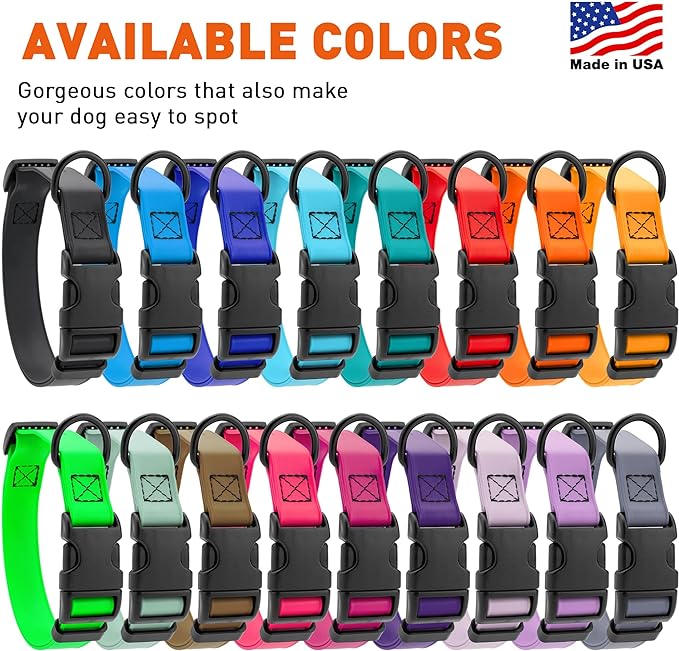 Dogline Biothane Waterproof Dog Collar with Quick Release Buckle Strong Coated Nylon Webbing with Odor- Proof for Easy Care Easy to Clean Fits Small Medium Large Dogs, Tangerine Orange 5/8" W 9-14" L