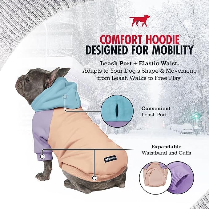 Tuff Pupper Dog Hoodie | Premium Quality 100% Organic Cotton | Ultra Soft Interior for Superior Comfort | Elastic Cuffs & Drawstring for Warmth | Stretch Fit Suitable for All Breeds (Pastel, S)