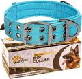 ADITYNA Heavy Duty Dog Collar for Large Dogs - Reflective Blue Collar with Handle for Training, and Walking - Wide, Thick, Tactical, Soft Neoprene Padded