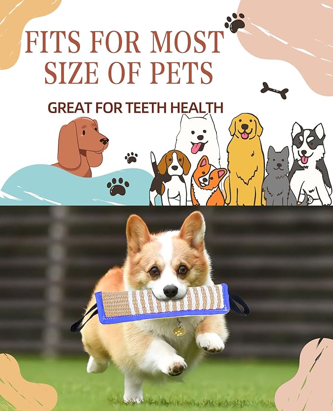 Clysoru Tug Toy for Dogs Squeaky Toy with 2 Strong Handles Lasting Training Equipment Puppy to Large Dog Interactive Toys of War Pull Indestructible Rope Pet Crinkle Teething (Blue)