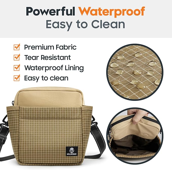 Large Capacity Dog Treat Pouch –Training Treat Bag with Magnetic Pocket, Built-in Poop Bag Holder, Clicker & Collapsible Bowl, Hands-Free Dog Walking Bag for Walking & Puppy Training - Khaki