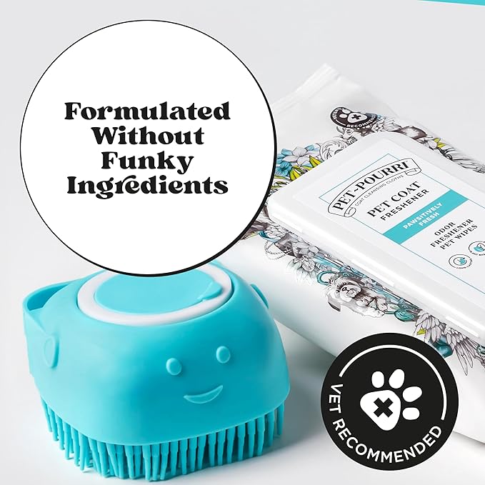 Poo-Pourri Pawsitively Fresh Deodorizing Pet Wipes – Quick Cleaning Wipes for Dogs & Cats – Plant Based Ingredients – Vet Recommended – Cleaner Odor Remover Wipes for Paw, Fur & Skin Soothing