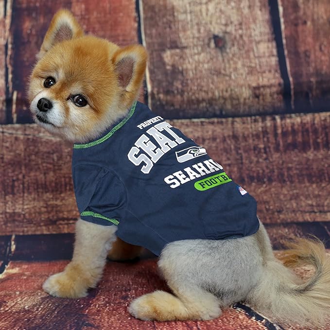 NFL Seattle Seahawks Dog T-shirt X-Small. - Licensed Shirt for Pets Team Colored with Team Logos- Premium Stretchable Materials for the comfort of your Dog & Cat