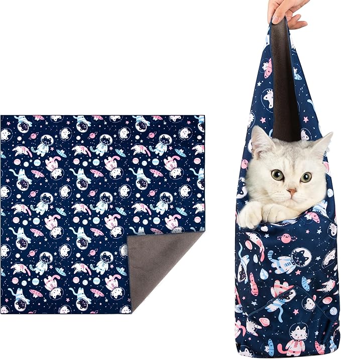 21.7" Cat Grooming Wrap, Cat Wrap for Cutting Nails, Anti-Scratch, Anti-Escape Calming Packaging, Cat Swaddle Wrap for Kittens, Large