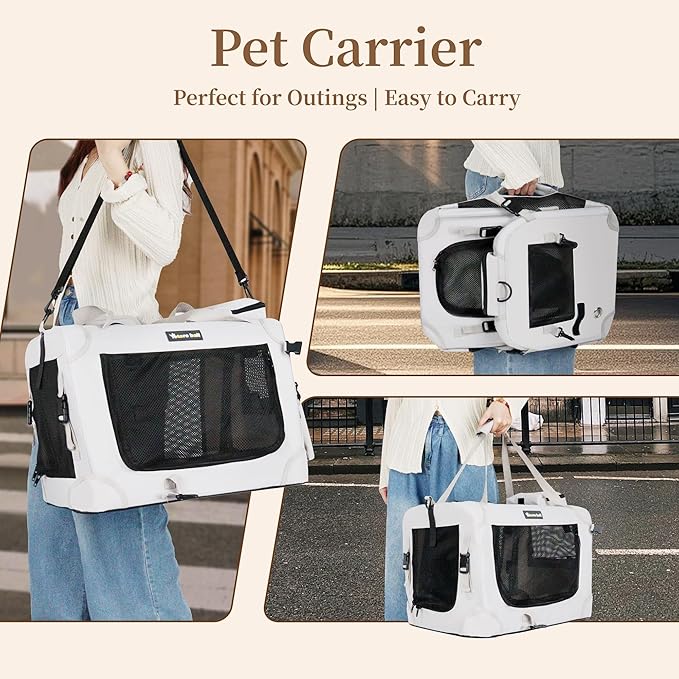Large Cat Carrier for Cats Collapsible Soft Pet XL Crate for Large/Medium Cats 15lbs+ Car Travel Portable Bag with Water Bottle Slot Ideal for Long Trips (Blue, 20.0"L x 14.0"W x 14.0"H)