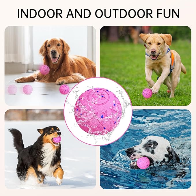 Interactive Dog Toys Dog Ball,Durable Motion Activated Automatic Rolling Toys for Medium/Large Dogs,Automatic Moving, Bouncing,and Rotating,E-TPU Material, IP54 Waterproof (Pink)