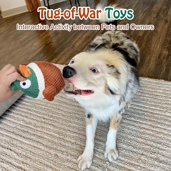 CiyvoLyeen Interactive Duck Dog Toys for Aggressive Chewers, with Electric Moving Bouncing Rolling Ball, Thicken Ropes, Original Design Chew Toy for Small Medium Large Dogs Pets to Keep Them Busy
