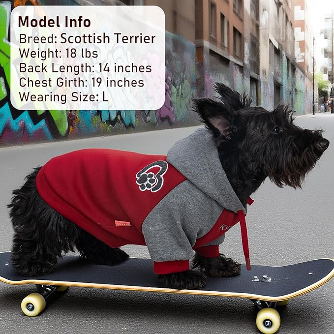 KYEESE Dog Hoodie Stretchy Dog Clothes for Small Dogs Soft Pet Sweatshirt with Drawstring Dogs Winter Coat for Cold Weather Cat Coat with Leash Hole Comfort Cat Sweater Warm Pet Clothes