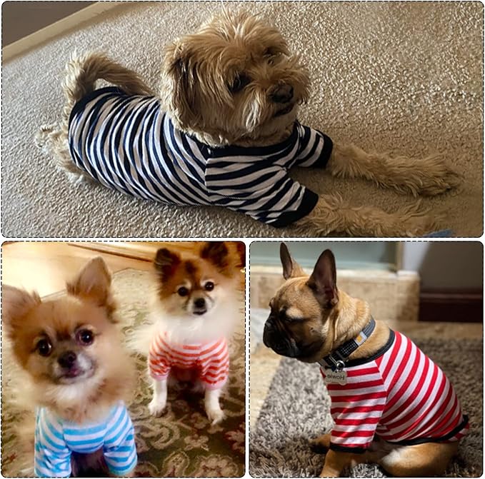 Geyoga 6 Pieces Dog Striped T-Shirt Cotton Breathable Pet Apparel Colorful Puppy Sweatshirt Clothes for Small to Medium Dogs Puppy(XL)