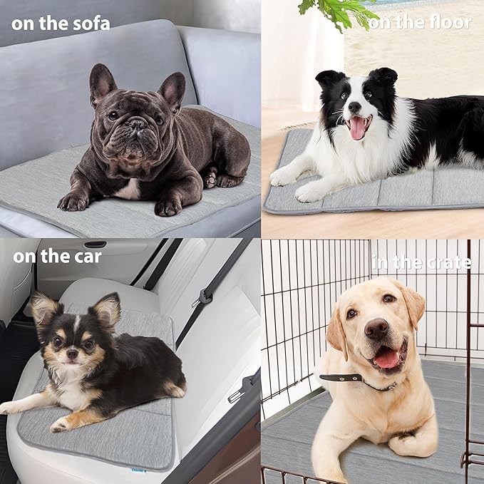Dog Cooling Mat for Large Dogs - 35x23 Orthopedic Memory Foam Pet Pad for Summer, QMAX>0.5, Washable Premium Comfort Crate Pad for Your Furry Companion, Grey