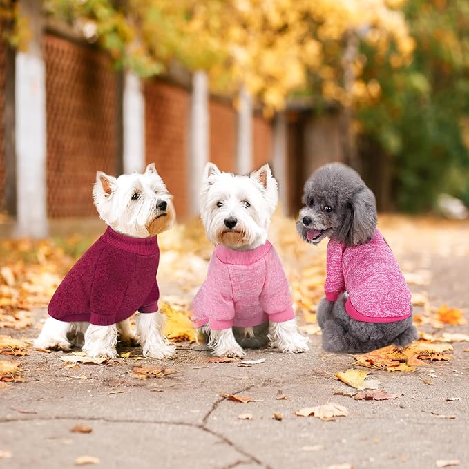 Idepet Pet Dog Classic Knitwear Sweater 3 Pcs, Fleece Coat for Small,Medium Dogs,Warm Pet Dog Cat Clothes,Soft Puppy Customes for Dog Grils Boys,XX-Small
