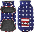 Dog Coat, Waterproof Dog Winter Jacket with Pocket, Reflective Adjustable Pet Snow Vest, Warm Cozy Fleece Sweater for Small Medium Extra Large Dogs - American Flag, XL