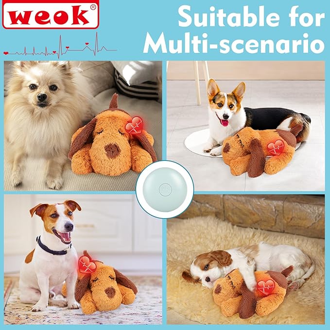 Heartbeat Puppy Toy, Comfort Cuddler Pillow, Dog Anxiety Relief Calming Aid,Heartbeat Stuffed Toy for Dogs,Puppy Heartbeat Toy Sleep Aid,Dog Heartbeat Toy for Pet