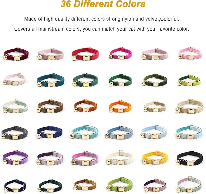 Personalized Cat Collar with Bells,Velvet Customized Small Cat Collar with Name Tag,Pet Collar with Name Phone Number Engraved ID Tags for Boy and Girl Kitten Cats (Turmeric)