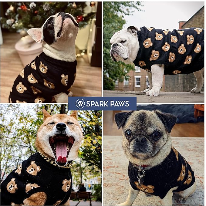 Spark Paws Knit Dog Sweater – Ultra Soft Warm Winter Dog Sweater for Small, Medium & Large Dogs – Stretch Fit Pet Sweater for French Bulldog, Pitbull, Girl & Boy Dogs Jacket, (Broken Teddy, 4XL)