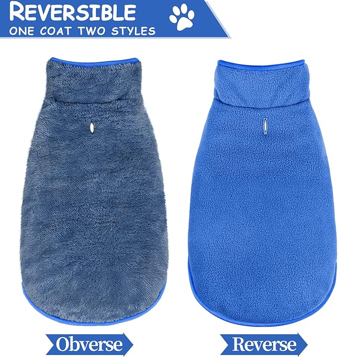 Malier Dog Winter Coat, Reversible Fleece Dog Cold Weather Coats, Windproof Warm Snow Puppy Jacket Vest Pet Clothes for Small Medium Large Dogs (X-Large, Blue)