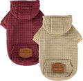 2 Pack Dog Hoodie Sweaters for Small Medium Dogs Warm Dog Clothes for Large Dogs Soft Waffle-Like Laminated Sweatshirt Bulldog (Brown+Wine Red, XS (Back: 10",Chest: 13", Neck: 9"))