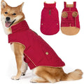 Dog Winter Coat, Warm Dog Jacket Windproof Waterproof Pet Cold Weather Coats for Small Dogs, Turtleneck Fleece Lined Dogs Clothes with Leash Hole, Red Medium