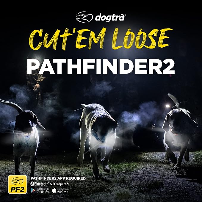 Dogtra Pathfinder 2 GPS Tracker e Collar + Add-on Receiver Black | 9 Mile, LED Light, No Monthly Fees, Free App, Waterproof, Smartwatch Control, Satellite Tracking, Multiple Dogs, Smartphone Required