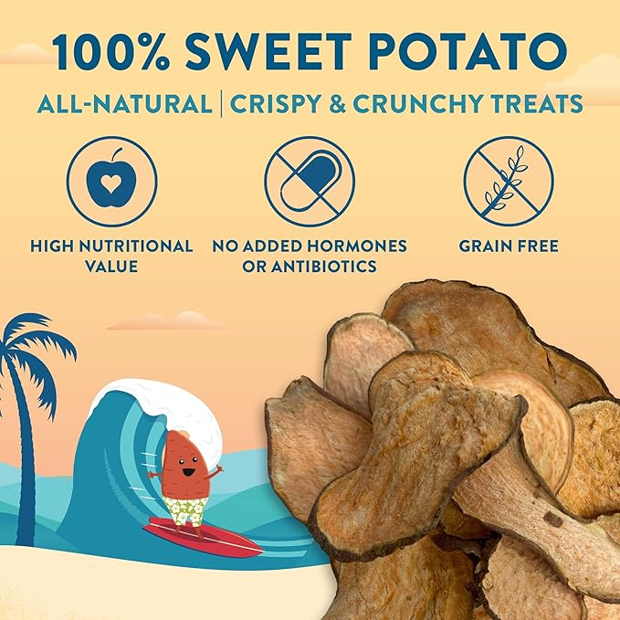 Just Sweet Potato Chips – Single Ingredient Dog Treats, All Natural & Healthy Training Snacks for Small, Medium & Large Breeds, Puppies – High Protein, Made in USA - 4oz