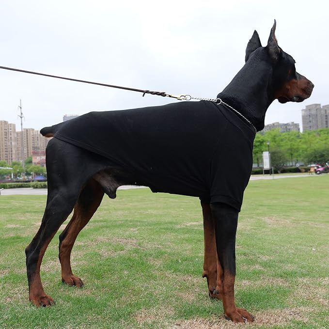 Lovelonglong Ribbed Dog T-Shirt Cotton Knitted Dog Sweaters for All Season Pet T-Shirts for Large Medium Small Dogs Black XL