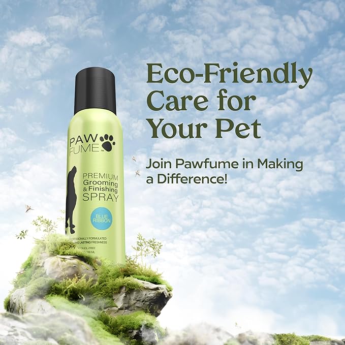 PAWFUME Dog Perfume Spray for Grooming, Blue Ribbon, 4-Pack – Keep Your Pup Fresh All Day – Probiotic, Alcohol-Free, Detangling & Moisturizing – Salon-Quality Dog Spray Deodorizer Perfume